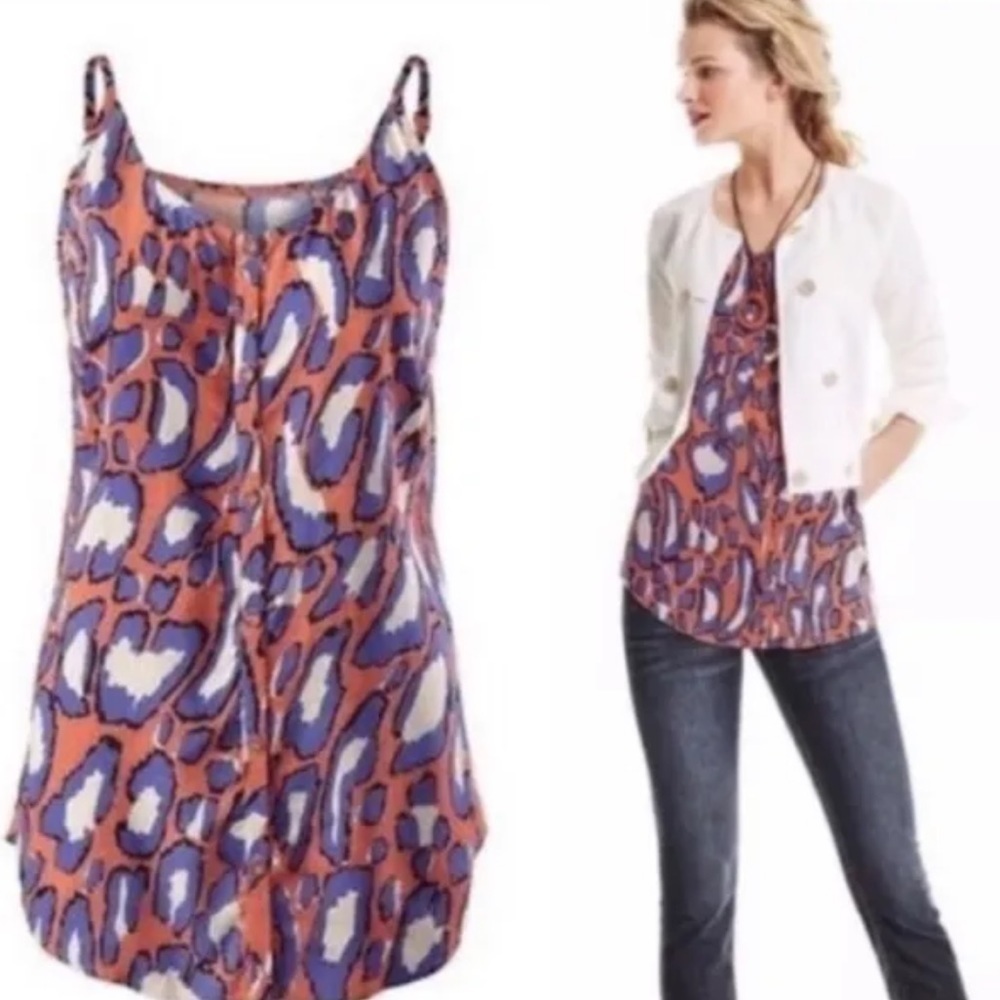 Cabi Blouse Cami Isla Animal Print Tank Top Purple Orange Style 5040